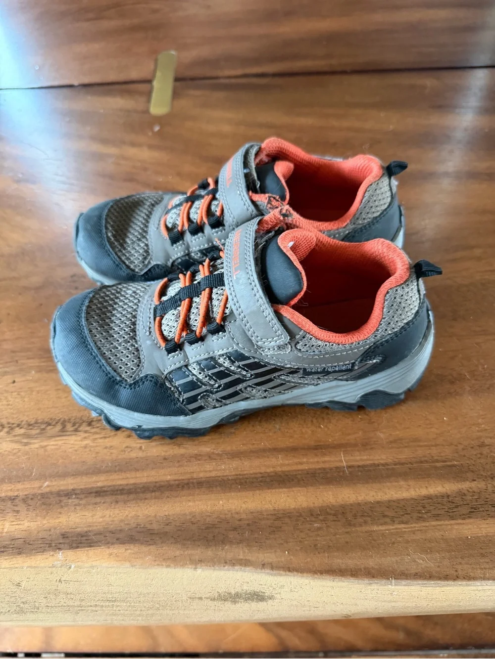 Merrell Kids Gray and Orange Hook-and-Loop Trail Sneakers